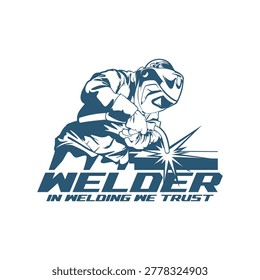 Welding logo design vector. Welder Silhouette Template Illustration.