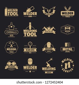 Welding logo icons set. Simple illustration of 16 welding logo vector icons for web