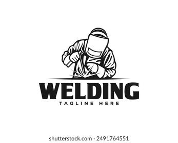 welding logo vector illustration. welder logo template