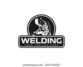 welding logo vector illustration. welder logo template