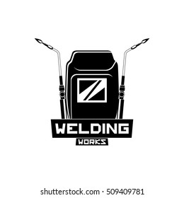 Welding logo for your company. Welding mask and cutting torches. Vector