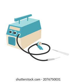 welding machine, flat design style, with machine in blue and beige vector illustration