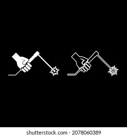Welding machine in hand torch welder icon white color vector illustration flat style simple image set