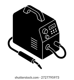  Icono de la máquina de soldadura Vista isométrica Silueta. aislado. Elemento de trabajo industrial de Ilustración vectorial. Ideal para su uso como icono, Diseño gráfico de Web y conceptos de infografía  