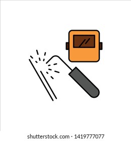 Welding, Machine, Mask, Factory, Industry  Flat Color Icon. Vector icon banner Template