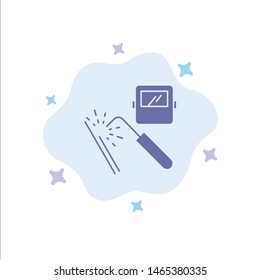 Welding, Machine, Mask, Factory, Industry Blue Icon on Abstract Cloud Background. Vector Icon Template background