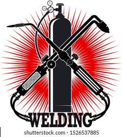 Welding machine and oxygen cylinder silhouette