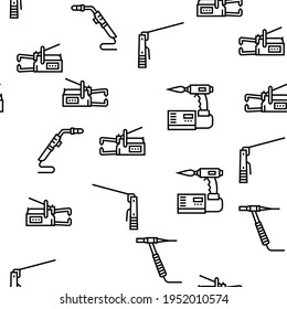 Welding Machine Tool Vector Seamless Pattern Thin Line Illustration