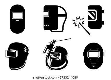 Máscara de Soldadura Icono Negro Conjunto Símbolo Signo, Ilustración vectorial, Aislado en La Etiqueta de Fondo Blanco. EPS10 