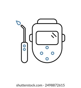 welding mask concept line icon. Simple element illustration. welding mask concept outline symbol design.