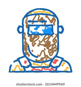 welding mask face doodle icon sketch vector. welding mask face sign. isolated symbol illustration