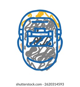 welding mask face doodle icon sketch vector. welding mask face sign. isolated symbol illustration