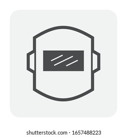 Welding mask, guard or face shield vector icon. Personal protective equipment or safety tool for protection welder in steel work, metalworking, construction. To cover full face, eye by glass, plastic.