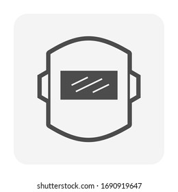 Welding mask, guard or face shield vector icon. Personal protective equipment or safety tool for protection welder in steel work, metalworking, construction. To cover full face, eye by glass, plastic.