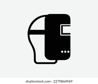 Welding Mask Helmet Face Protection Safety Shield Hood Black White Silhouette Symbol Icon Sign Graphic Clipart Artwork Illustration Pictogram Vector