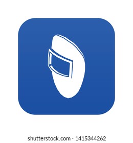 Welding mask icon blue vector isolated on white background