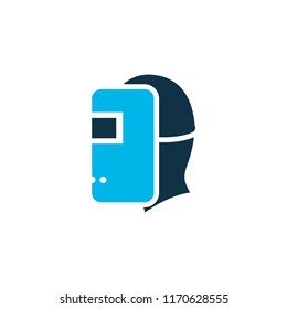 Welding mask icon colored symbol. Premium quality isolated welder element in trendy style.