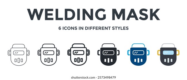 Welding Mask Icon In Different Style Vector Illustration. Designed In Thin Line, Regular Line, Bold Line, Glyph, Color Fill, And Flat Style Can Be Used For Web