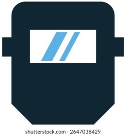 Welding mask icon vector, symbolizing safety equipment and metalwork protection. Ideal for industrial safety, fabrication, welding services, and hazardous work environments.