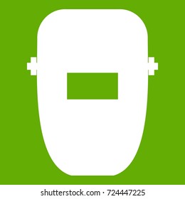 Welding mask icon white isolated on green background. Vector illustration