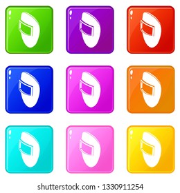 Welding mask icons set 9 color collection isolated on white for any design