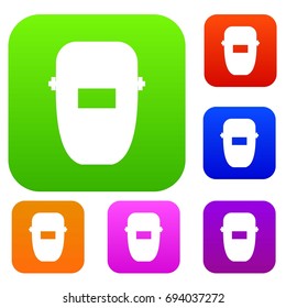 Welding mask set icon in different colors isolated vector illustration. Premium collection