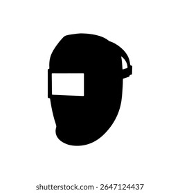 Welding mask silhouette vector flat illustration on white background.