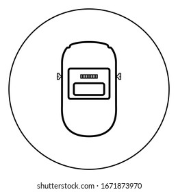 Welding mask Welder face shield Individual protection icon in circle round outline black color vector illustration flat style image
