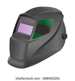 Máscara de soldadura. Equipo de protección personal de soldadura. Ilustración vectorial sobre fondo blanco.