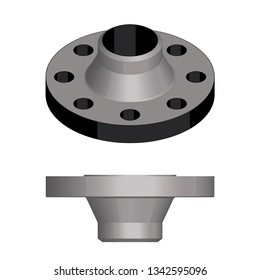 Welding neck flange. 3D effect vector