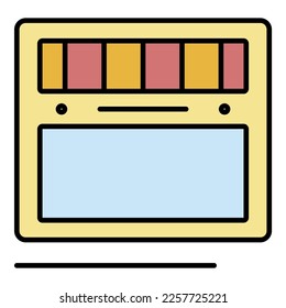 Icono de soldadura de máquina nueva. Soldadura de contorno nuevo color del icono vectorial de máquina aislado en blanco