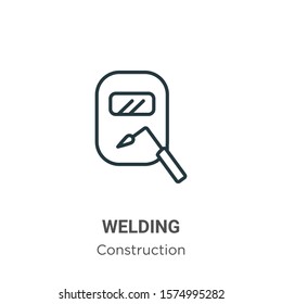 Welding outline vector icon. Thin line black welding icon, flat vector simple element illustration from editable construction concept isolated on white background