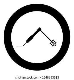 Welding process Spark from electrode with torch Work and tools concept icon in circle round black color vector illustration flat style image