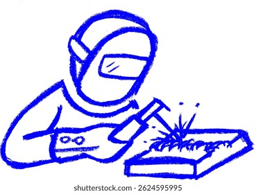 Welding Related Icon Crayon Chalk Drawing Vector