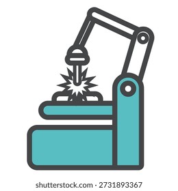 Welding robot simple icon in factory