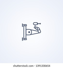 Welding robotic arm manipulator, vector best gray line icon on white background, EPS 10