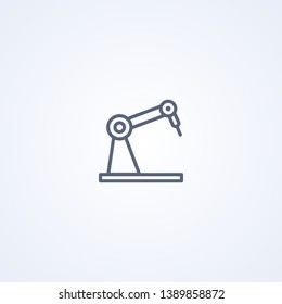 Welding robotic arm, vector best gray line icon on white background, EPS 10
