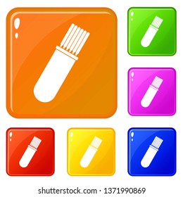 Welding rods icons set collection vector 6 color isolated on white background