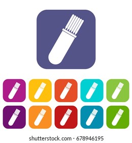 Welding rods icons set vector illustration in flat style In colors red, blue, green and other