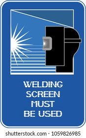 Welding screen must be used.
A warning poster informing about protection by special means of health.