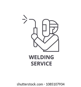 welding service vector line icon, sign, illustration on background, editable strokes