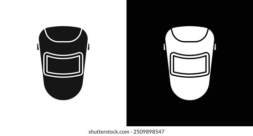 welding shield cover icon Black line art vector logo set