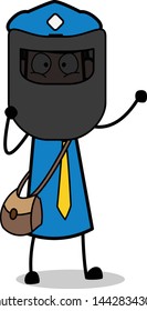 Welding Shield - Retro Postman Cartoon Courier Guy Vector Illustration