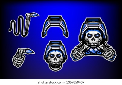 the welding skull set vector