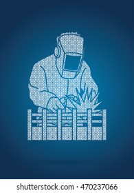 Welding with sparks designed using geometric pattern graphic vector.