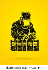 Welding with sparks designed using grunge brush graphic vector.