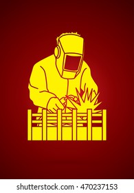 Welding with sparks graphic vector.