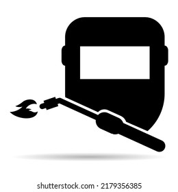 Welding technology icon shadow, metal tool equipment symbol, safe weld vector illustration .