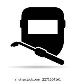 Welding technology icon shadow, metal tool equipment symbol, safe weld vector illustration .