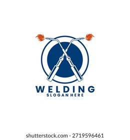 Ferramentas de soldagem com modelo de vetor de design de logotipo de fogo